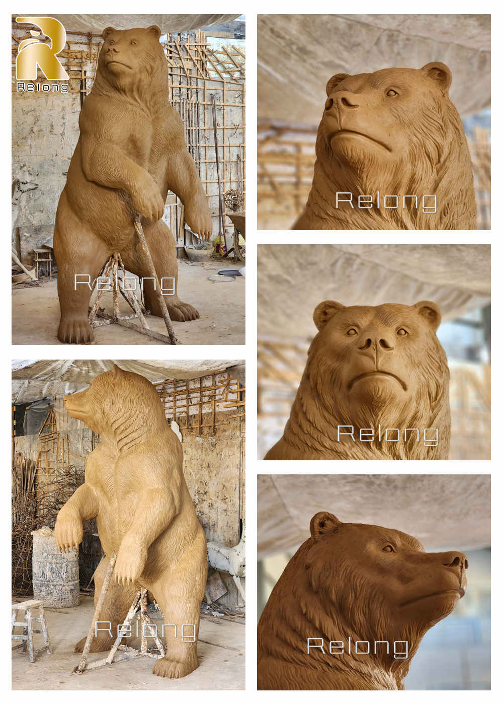 bear statue clay model