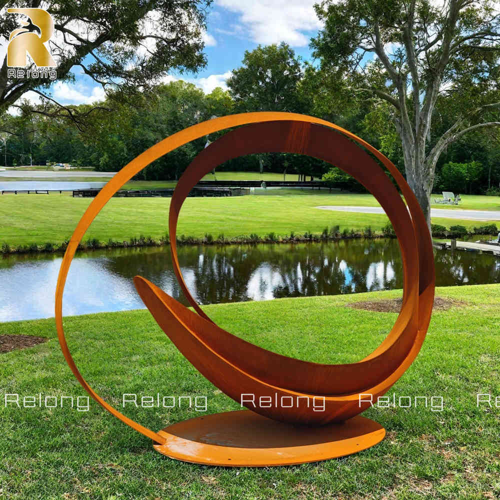 large weathering steel sculpture