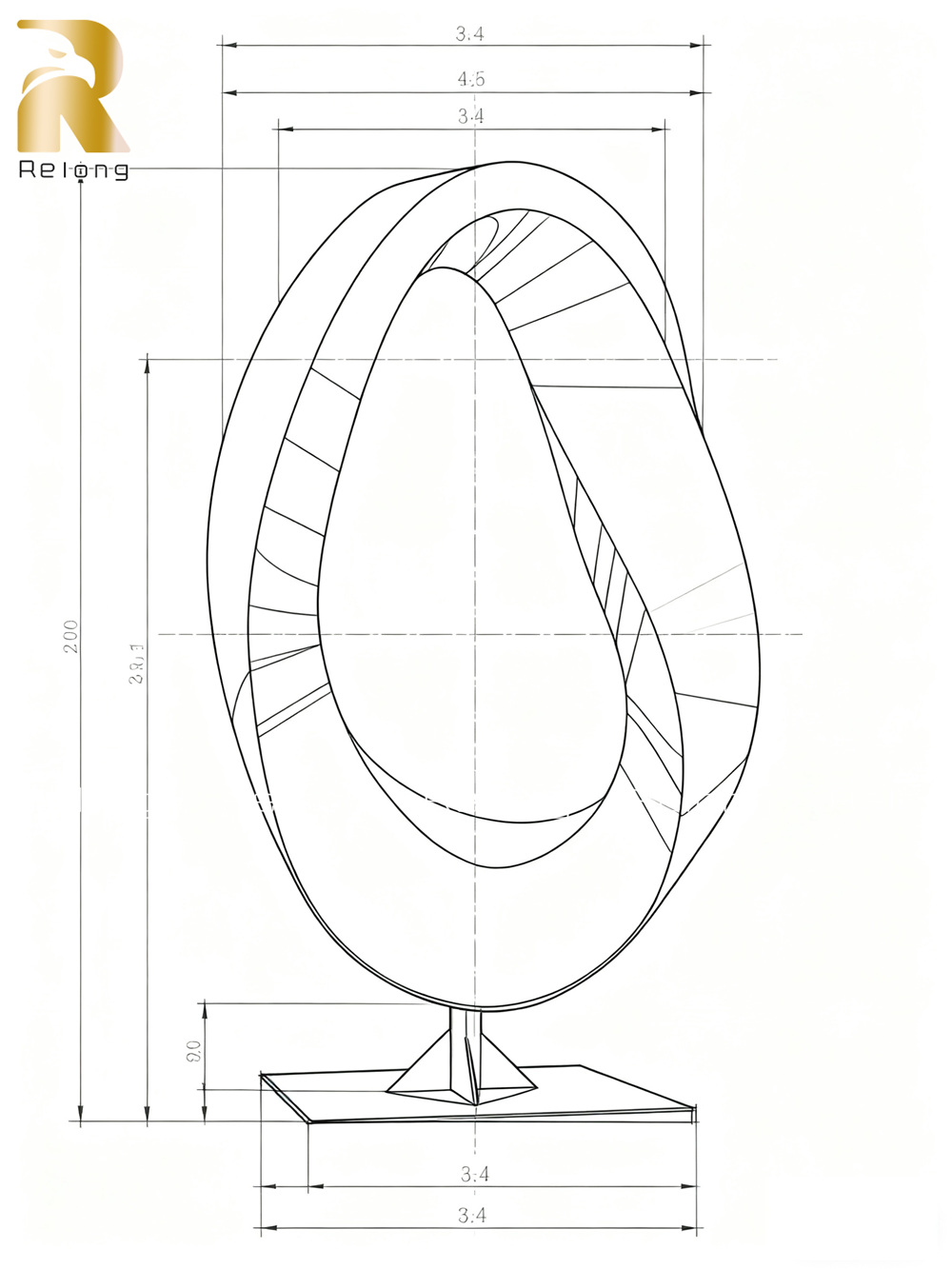 customized 3D drawing of the sculpture