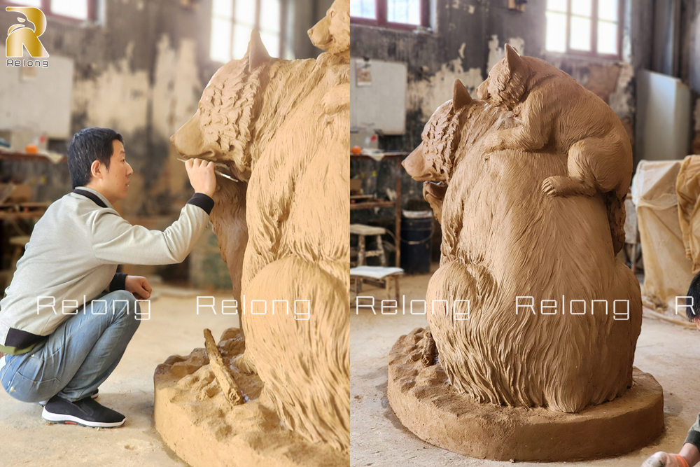 bear statue clay model created by experienced artist