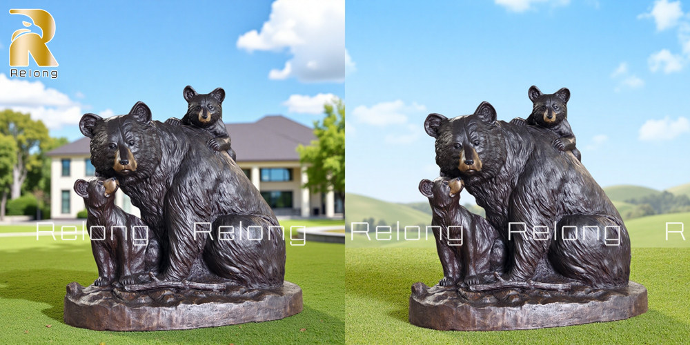 bronze bear statue for outdoor decor