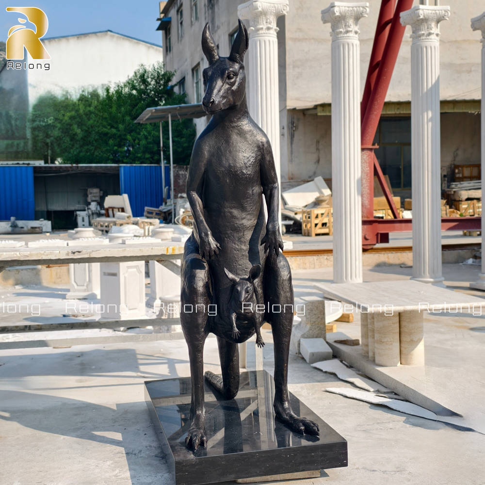 black metal kangaroo sculpture