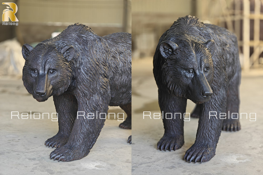 life size bronze bear sculpture details