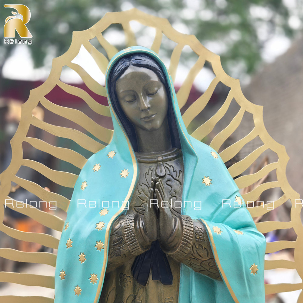 bronze our lady of Guadalupe statue facial details