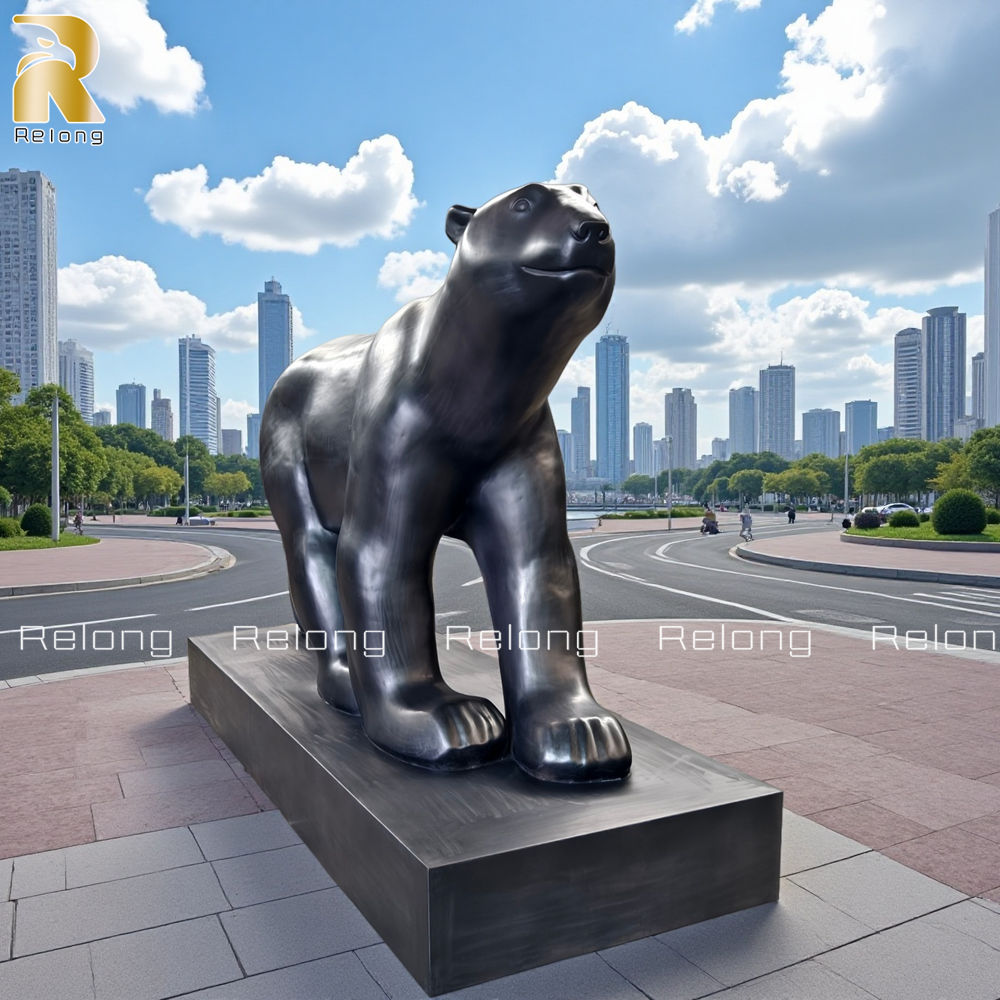large bronze polar bear sculpture