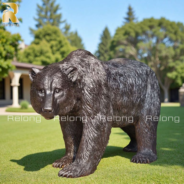Life size walking brown bear sculpture