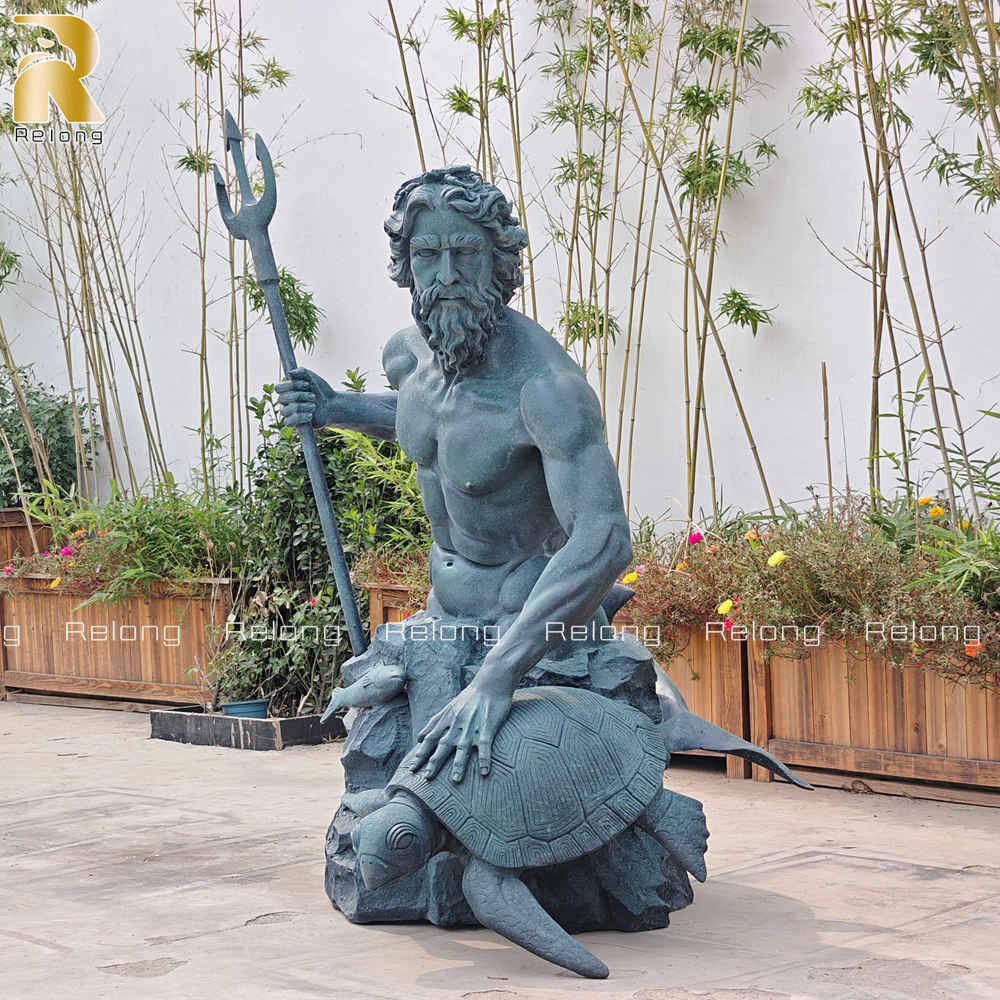 cast bronze King Neptune statue