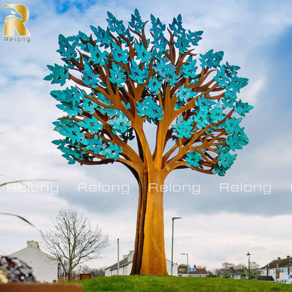 corten steel tree statue