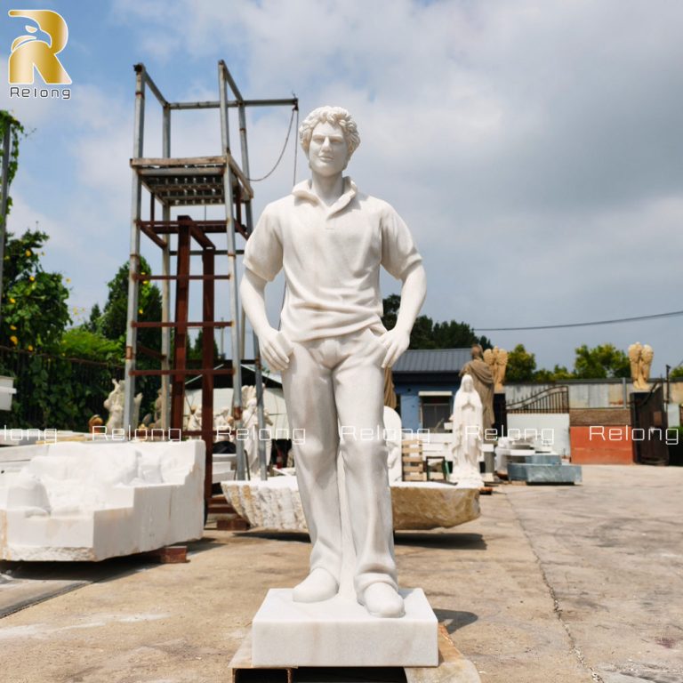 finished life size marble Carlo Acutis sculpture