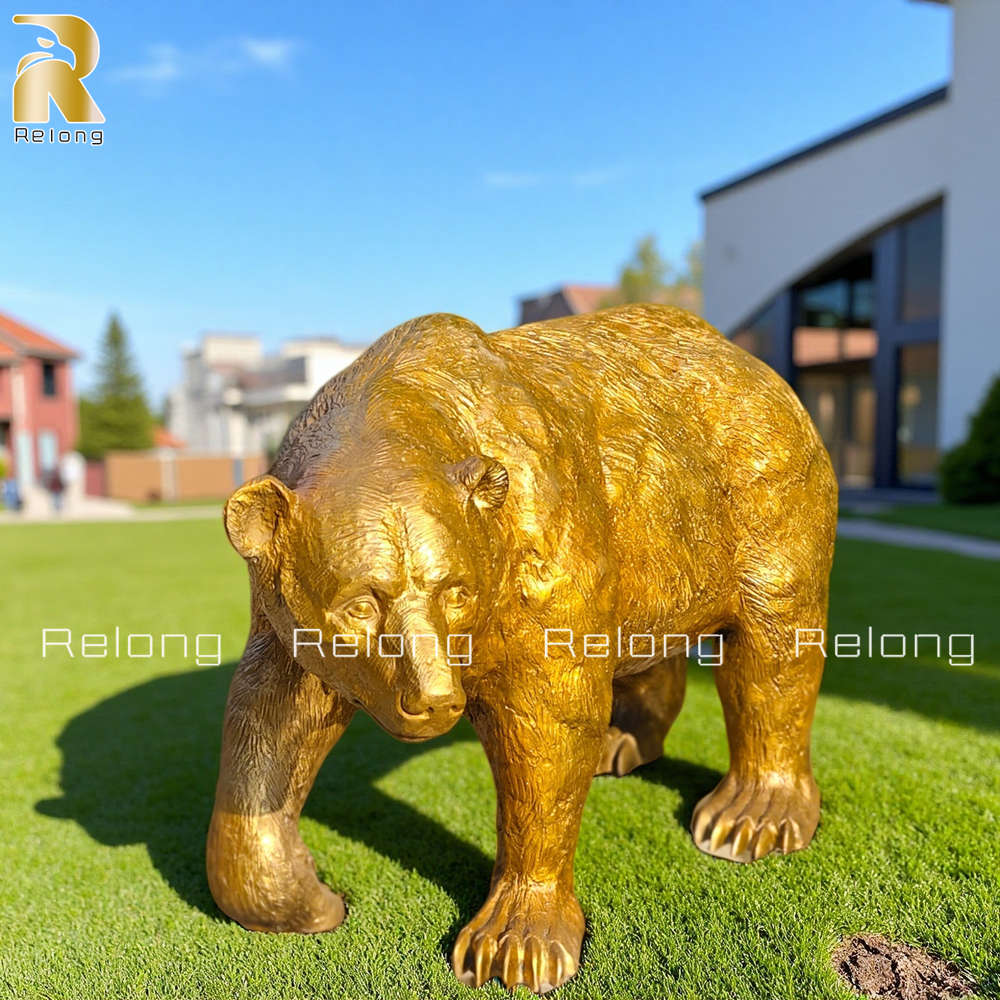 bronze golden bear sculpture