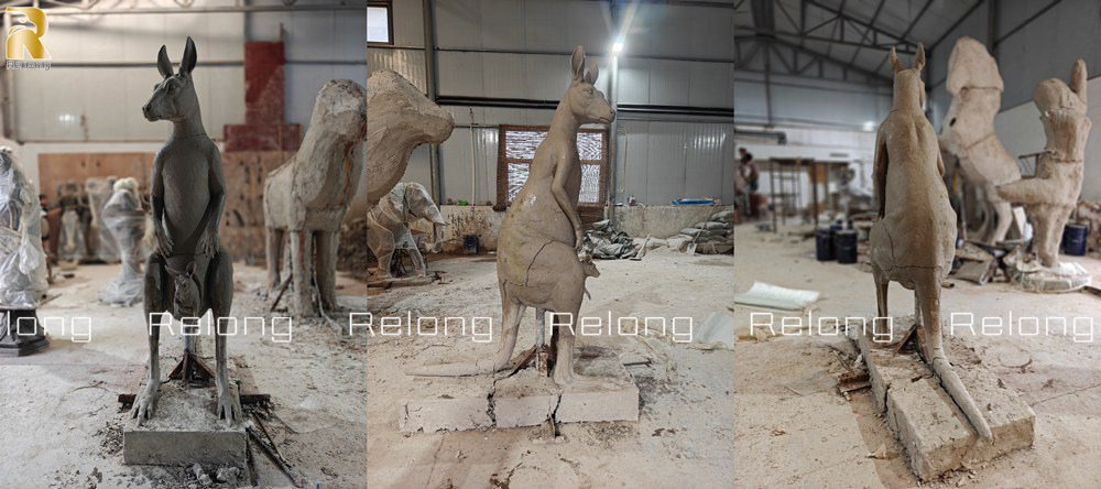 kangaroo sculpture's clay model