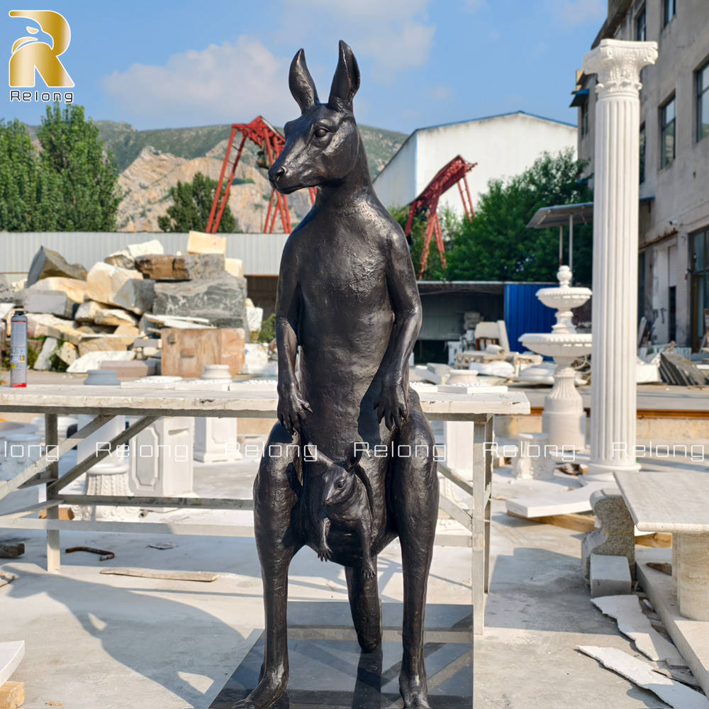 cast bronze kangaroo sculpture