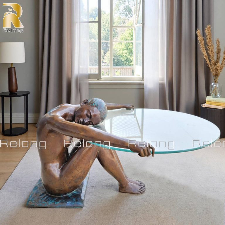 bronze naked girl sculpture coffee table