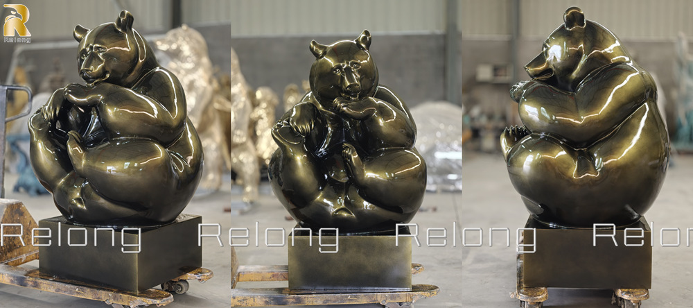finished bronze bear sculpture