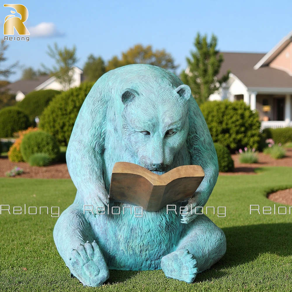 antique bronze bear statue