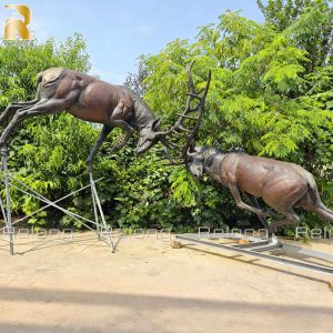 bronze outdoor elk statue