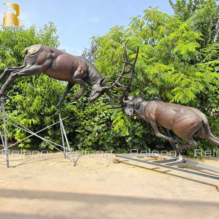 bronze outdoor elk statue