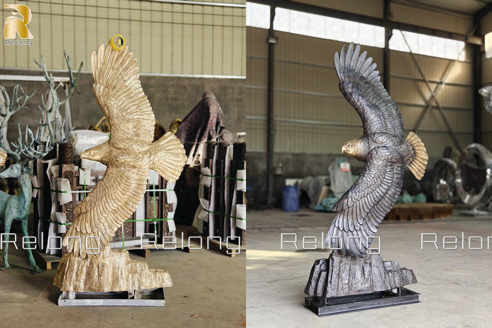 cast eagle statue Vs finished statue