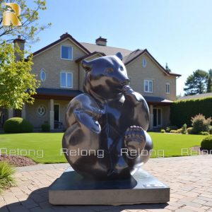 sitting bronze bear sculpture