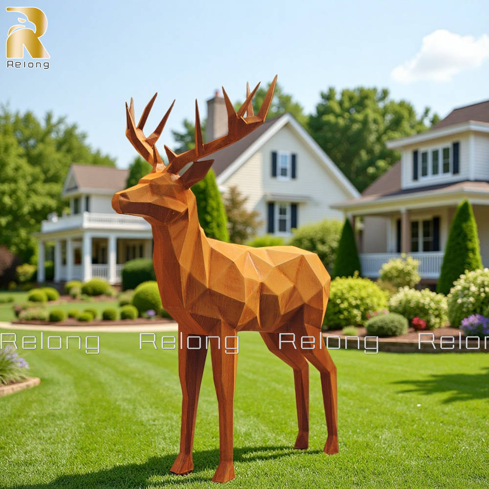 Corten Steel Deer Sculpture for Yard Decor RCSS-011