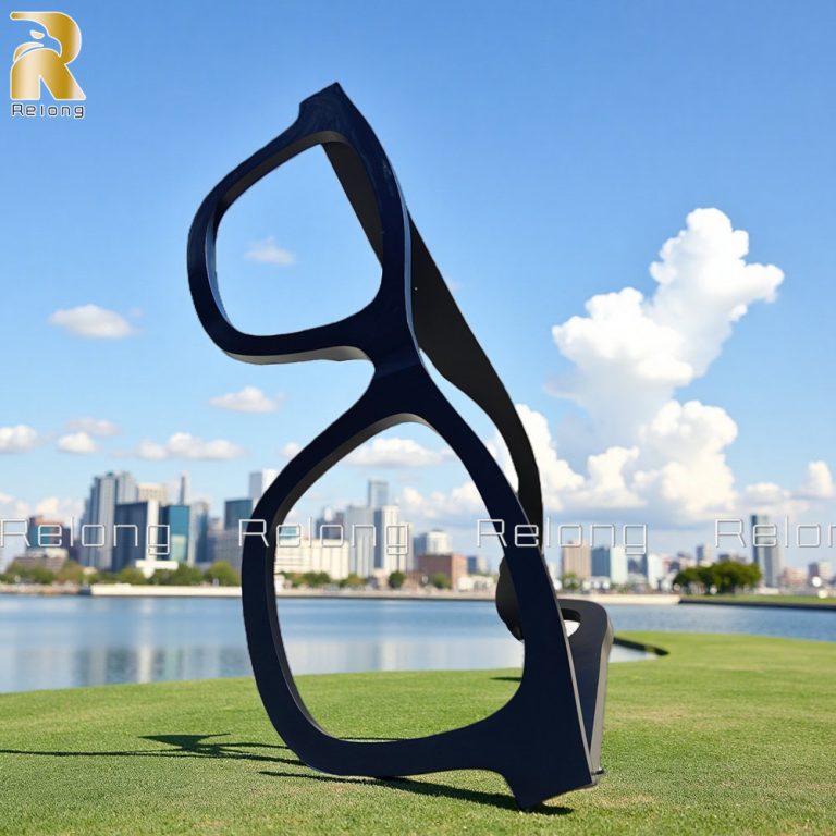 large metal glasses sculpture