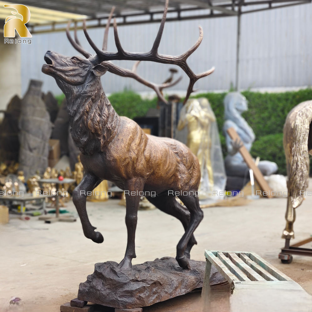 life size bull elk statue details (1)