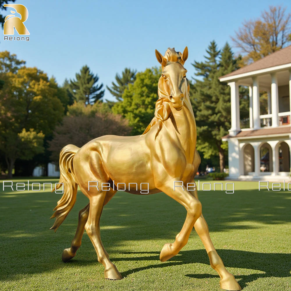 life size gold horse sculpture