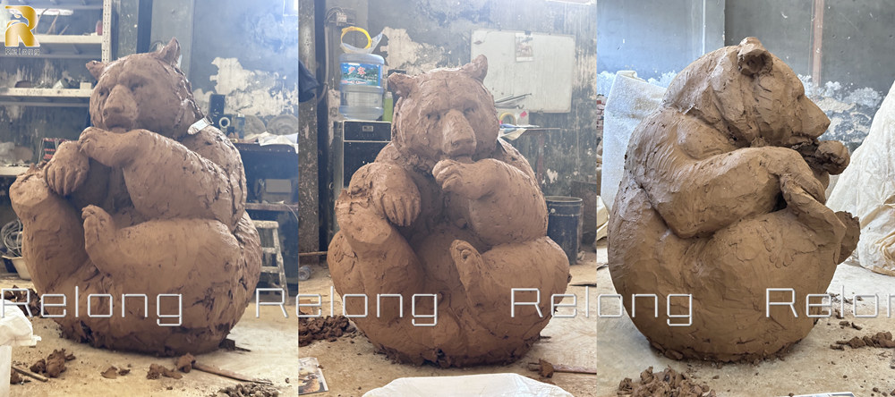 sitting bear clay model