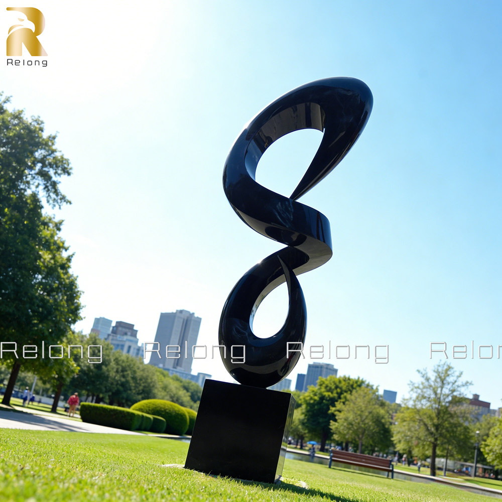 black abstract metal sculpture