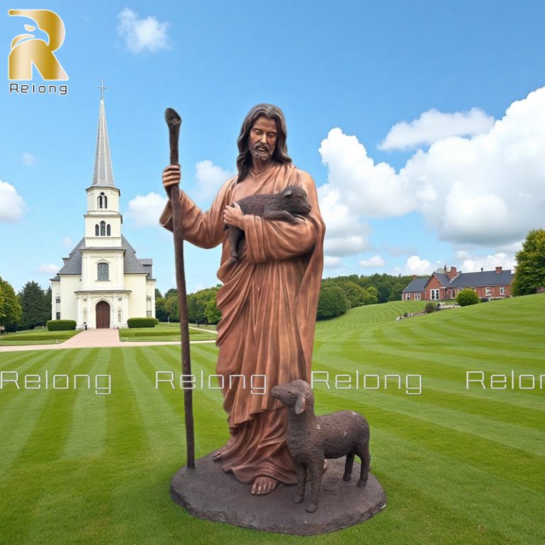 life size bronze jesus the good shepherd statue