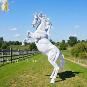 bronze white horse statue