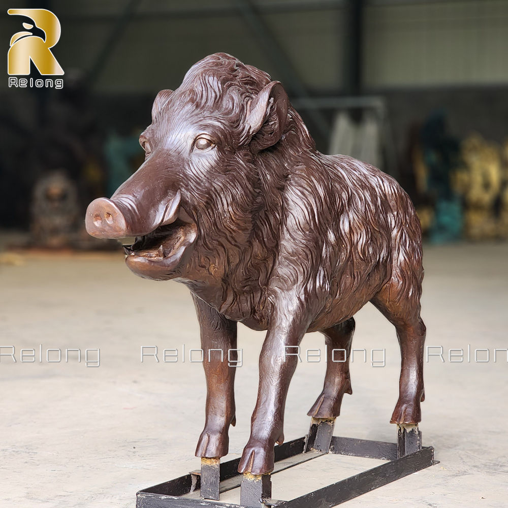 front view of wild boar sculpture