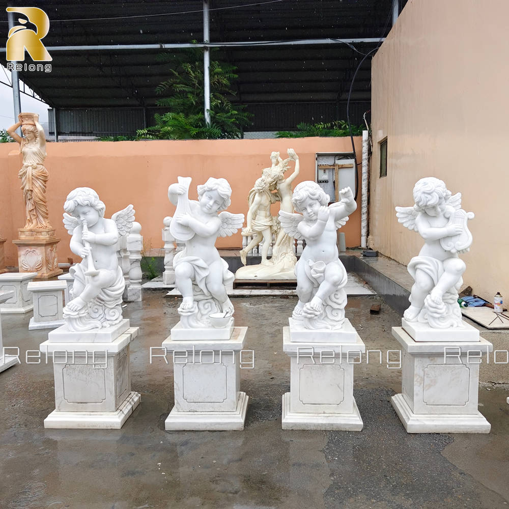 high quality white cherub statue