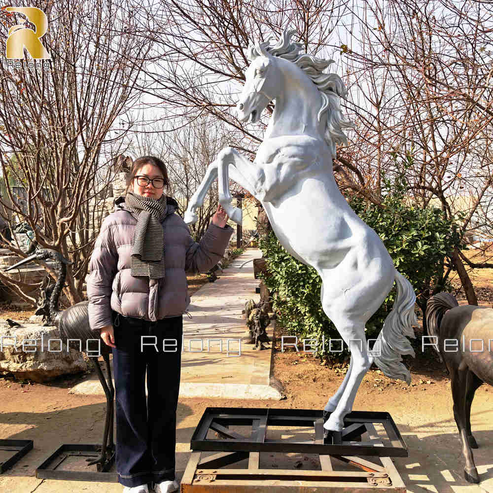 life size white horse statue