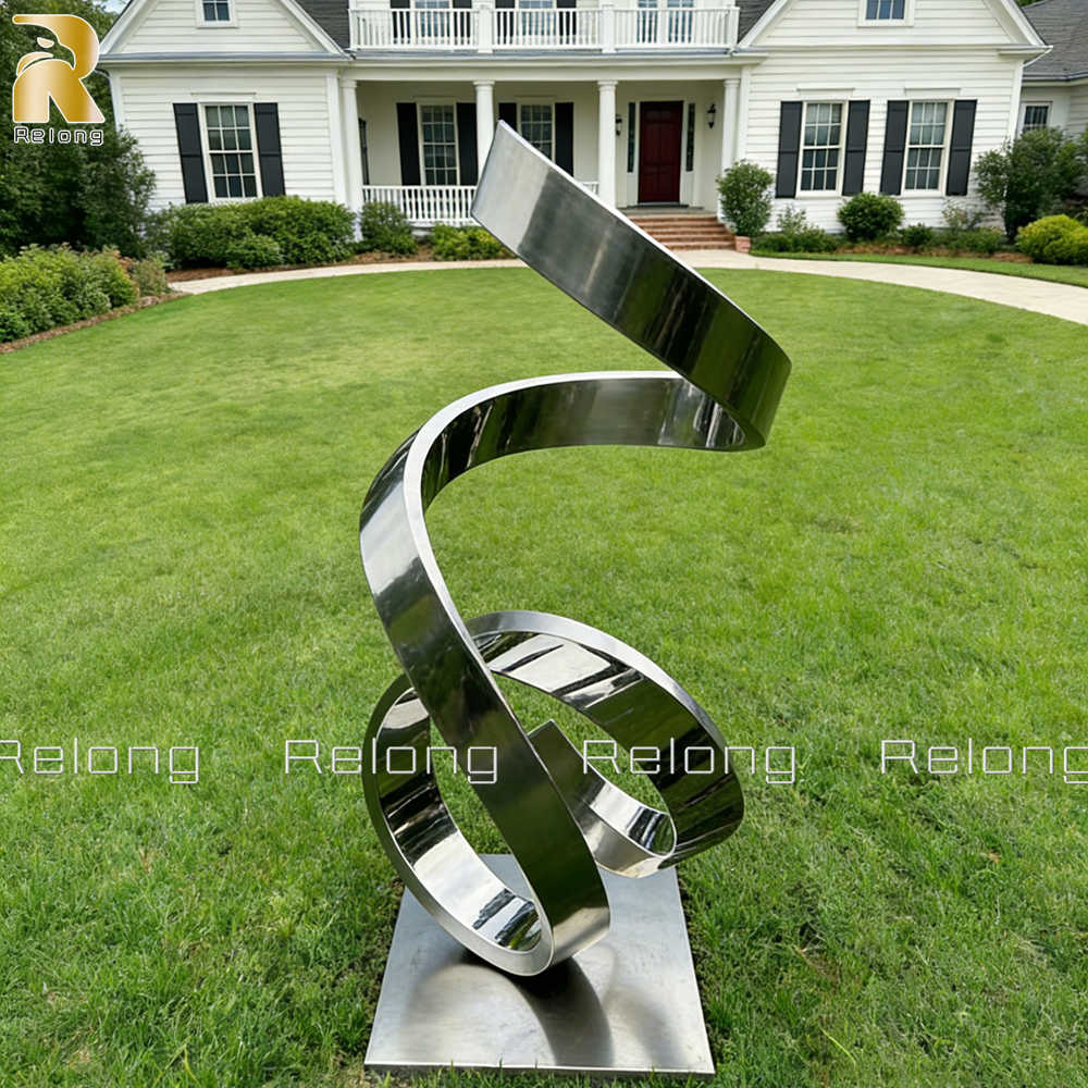 modern silver abstract sculpture