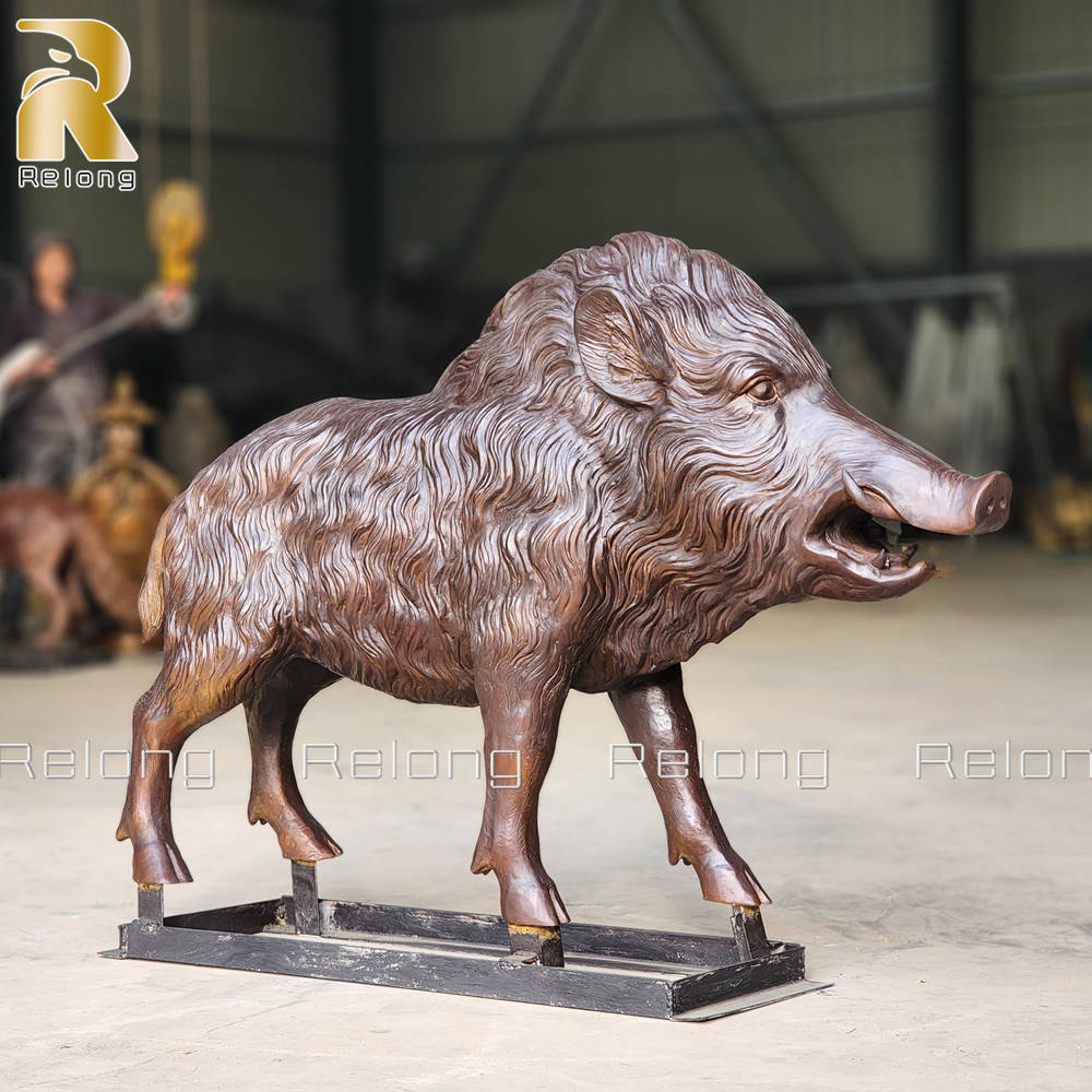 side view of wild boar sculpture