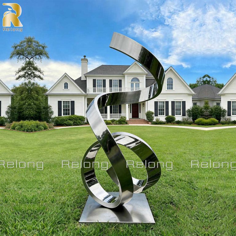 stainless steel silver abstract sculpture