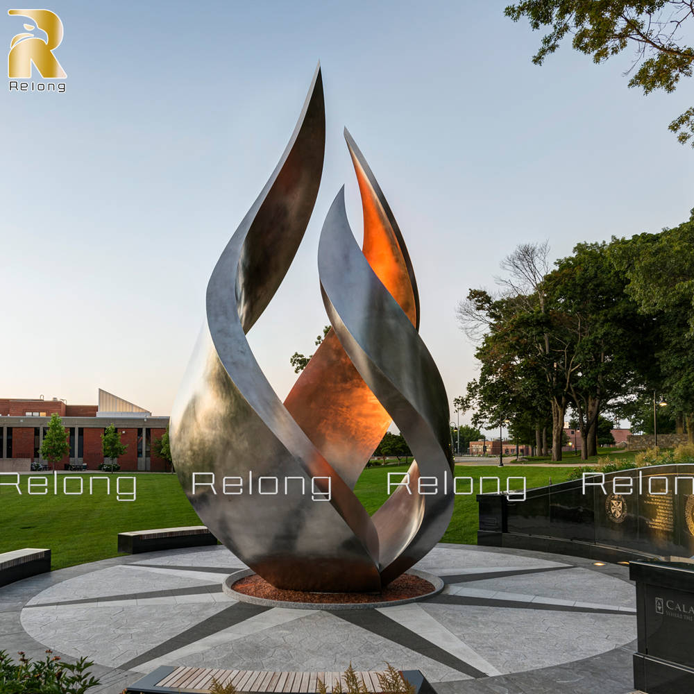 large abstract metal flame sculpture
