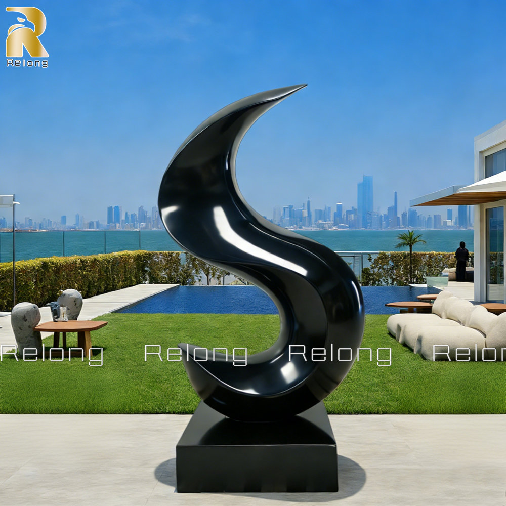 stainless steel black abstract sculpture