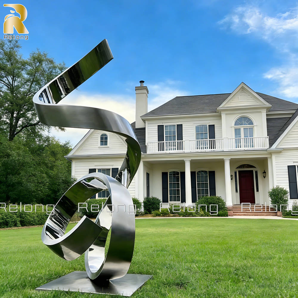 stainless steel silver abstract sculpture
