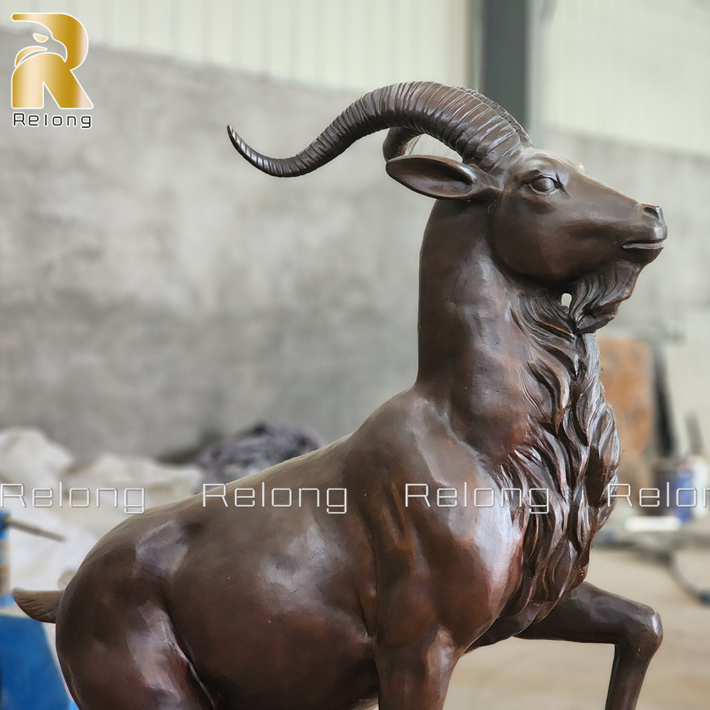 bronze goat sculpture details