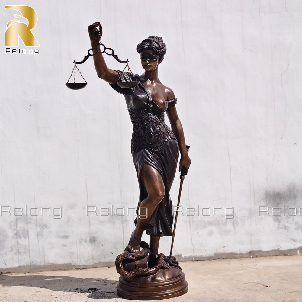 bronze lady of justice statue