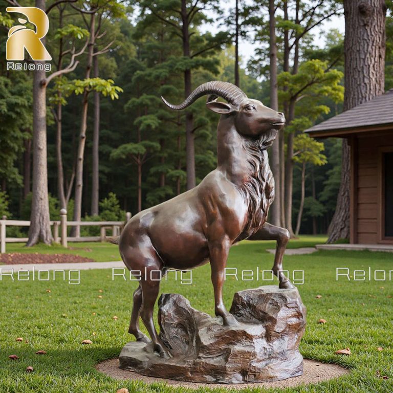 outdoor bronze goat sculpture