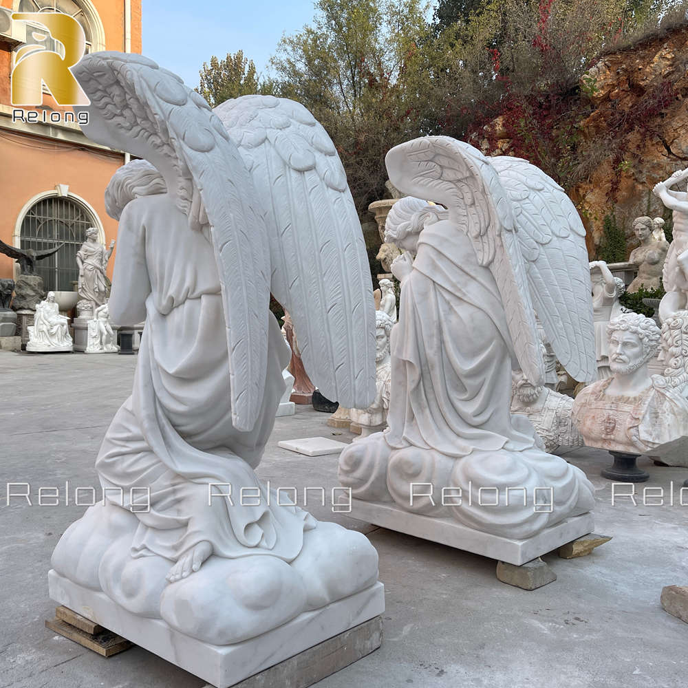 back of kneeling angel statues