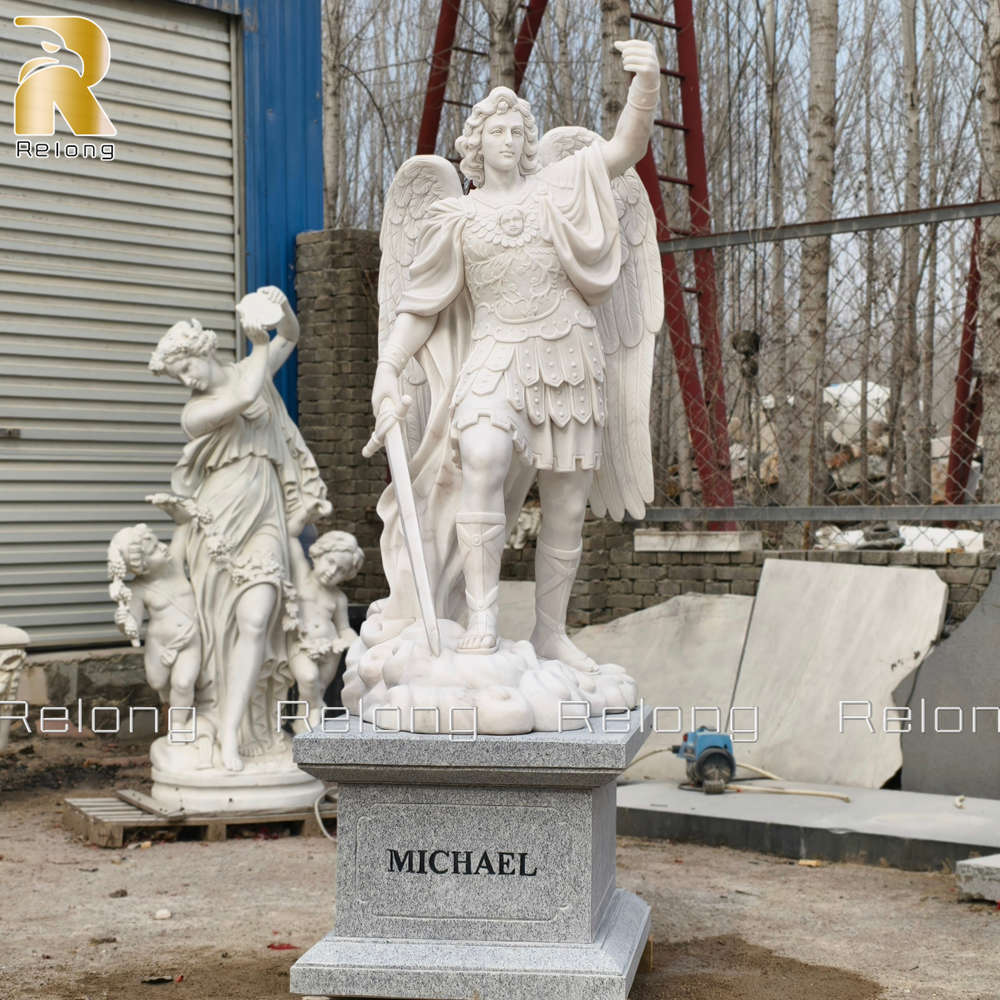 hand-carved marble angel statue