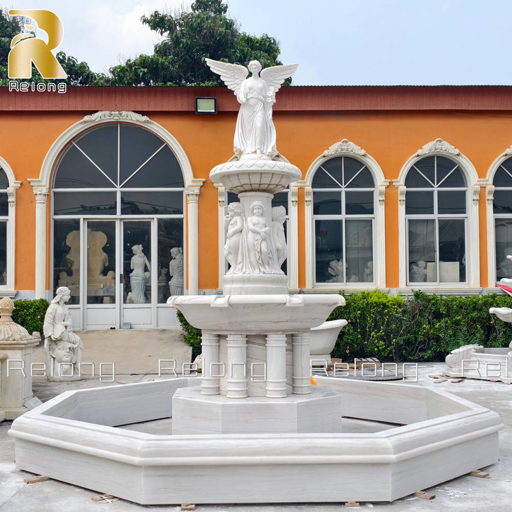 natural marble angel water fountain