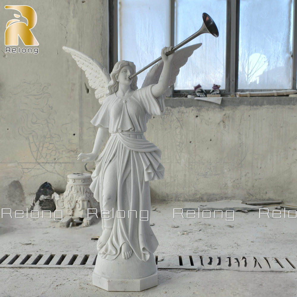 white marble Trumpeting Angel