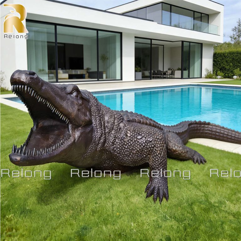 bronze alligator sculpture