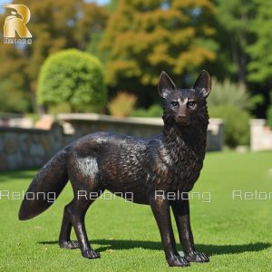 bronze fox sculpture