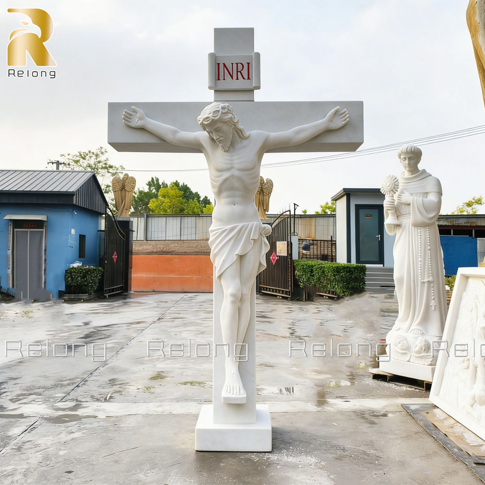 hand carved Jesus on the Cross sculpture